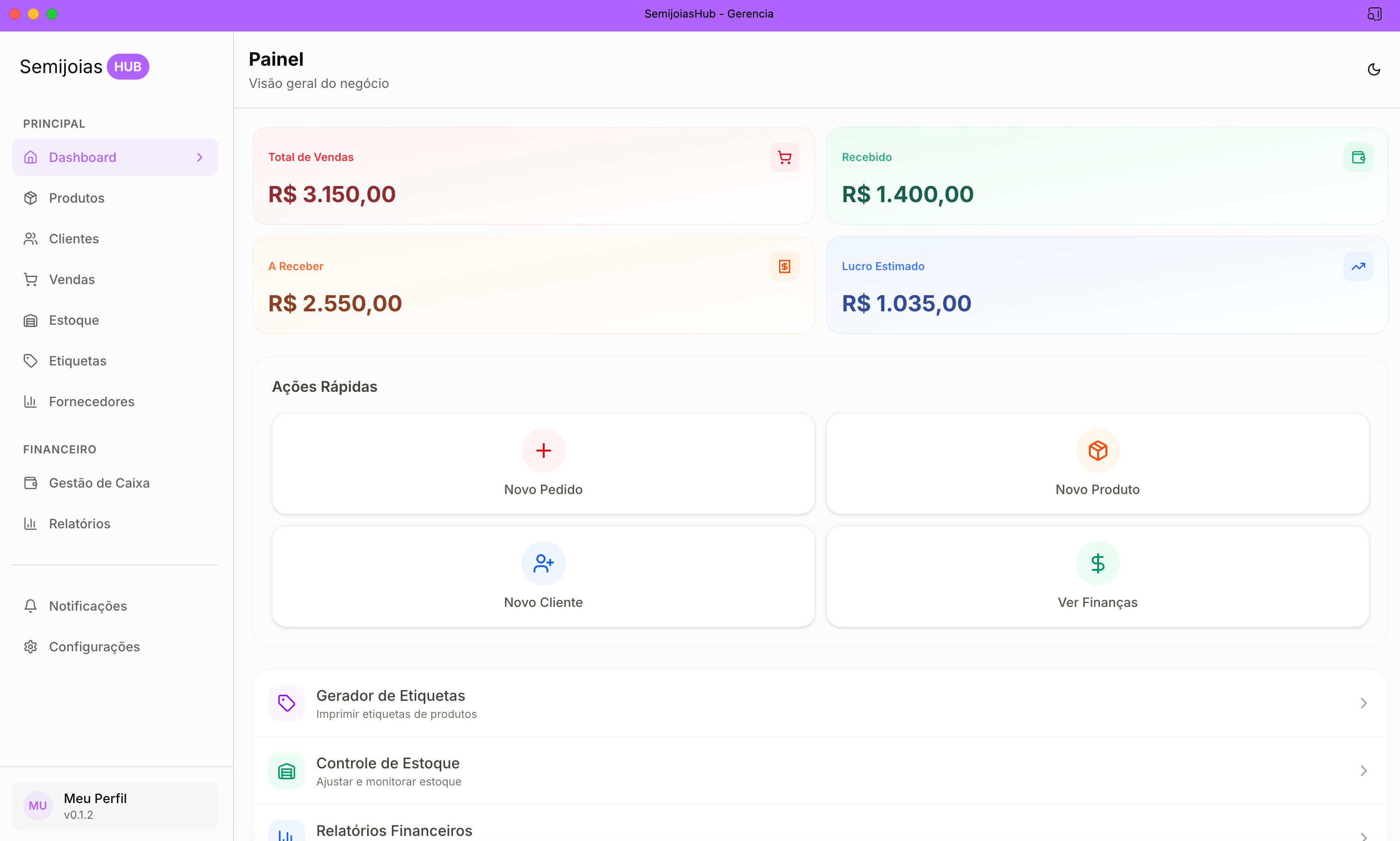 Dashboard SemijoiasHub